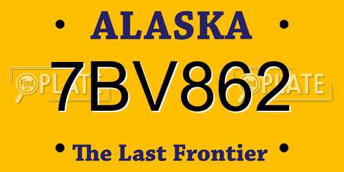 7BV862 Alaska License Plate