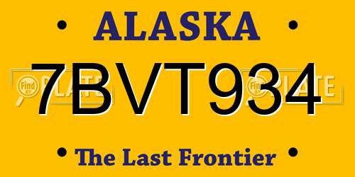 7BVT934 Alaska License Plate