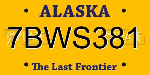 7BWS381 Alaska License Plate