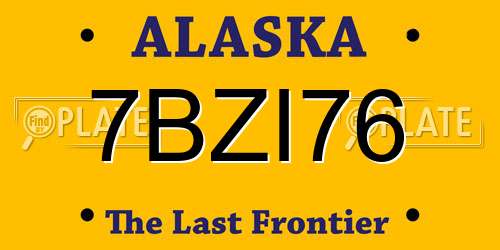 7BZI76 Alaska License Plate