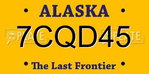 7CQD45 Alaska License Plate