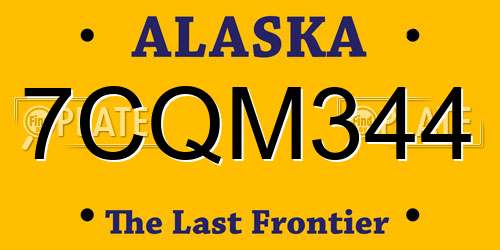 7CQM344 Alaska License Plate