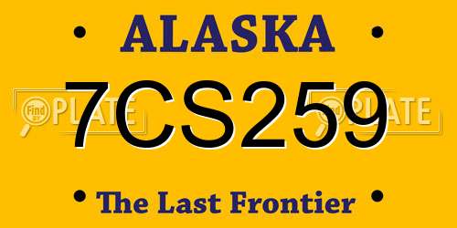7CS259 Alaska License Plate