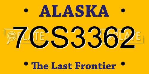 7CS3362 Alaska License Plate