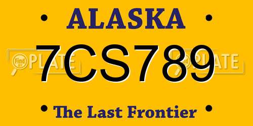 7CS789 Alaska License Plate