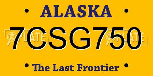7CSG750 Alaska License Plate