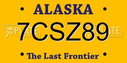 7CSZ89 Alaska License Plate