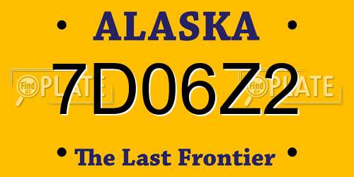 7D06Z2 Alaska License Plate