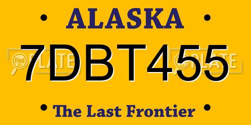 7DBT455 Alaska License Plate