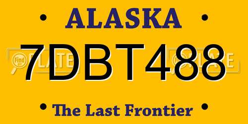 7DBT488 Alaska License Plate