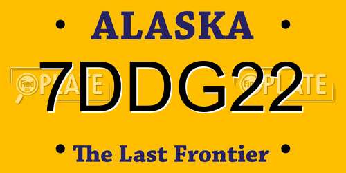 7DDG22 Alaska License Plate