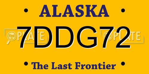 7DDG72 Alaska License Plate
