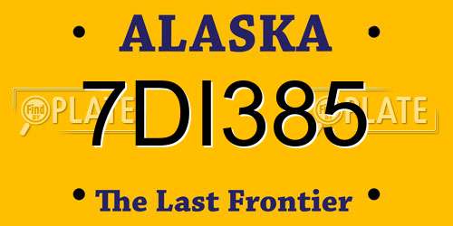 7DI385 Alaska License Plate