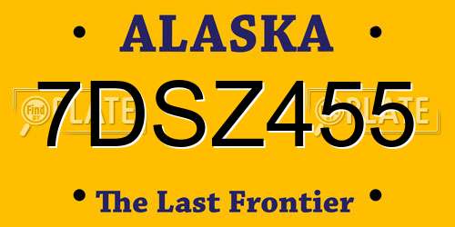7DSZ455 Alaska License Plate