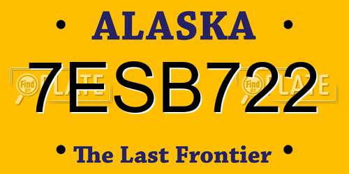 7ESB722 Alaska License Plate