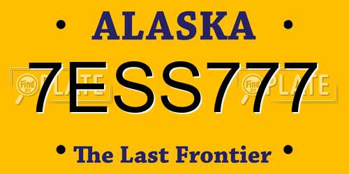 7ESS777 Alaska License Plate