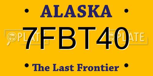 7FBT40 Alaska License Plate