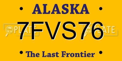 7FVS76 Alaska License Plate