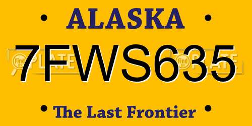 7FWS635 Alaska License Plate
