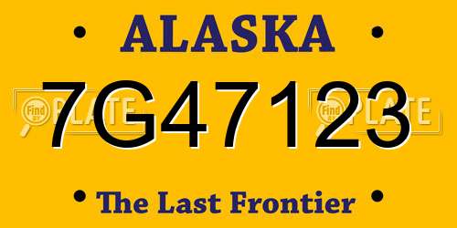 7G47123 Alaska License Plate