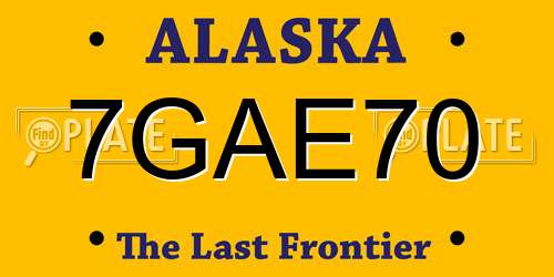 7GAE70 Alaska License Plate