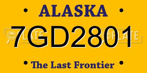 7GD2801 Alaska License Plate