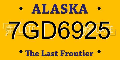 7GD6925 Alaska License Plate