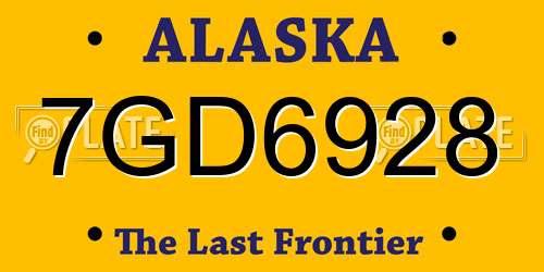 7GD6928 Alaska License Plate