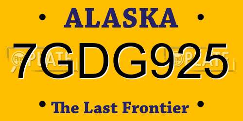 7GDG925 Alaska License Plate