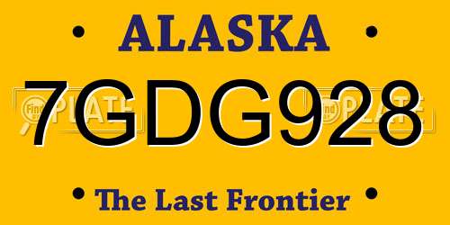 7GDG928 Alaska License Plate
