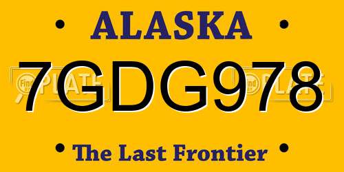 7GDG978 Alaska License Plate