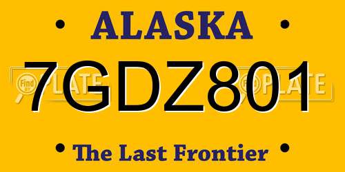 7GDZ801 Alaska License Plate