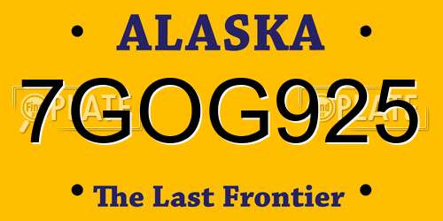 7GOG925 Alaska License Plate