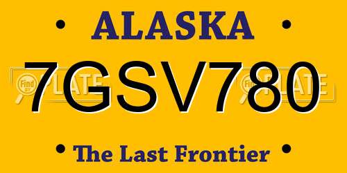 7GSV780 Alaska License Plate