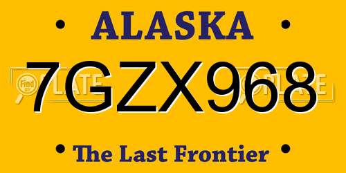 7GZX968 Alaska License Plate