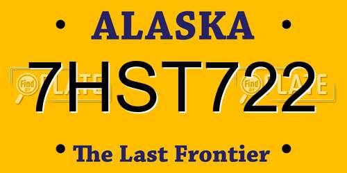 7HST722 Alaska License Plate
