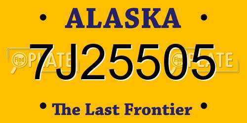 7J25505 Alaska License Plate