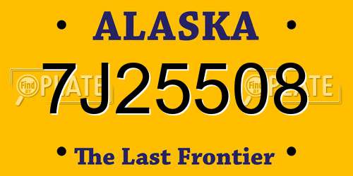 7J25508 Alaska License Plate