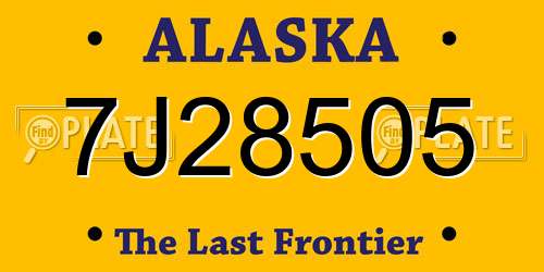 7J28505 Alaska License Plate