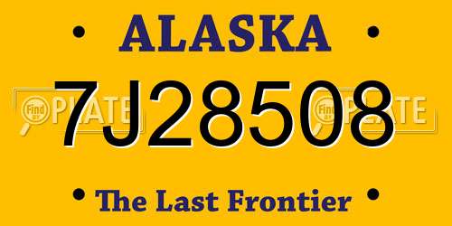 7J28508 Alaska License Plate