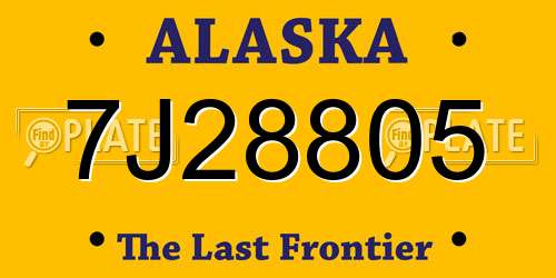 7J28805 Alaska License Plate