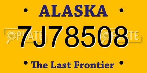 7J78508 Alaska License Plate