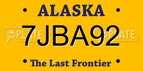 7JBA92 Alaska License Plate