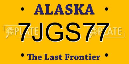 7JGS77 Alaska License Plate