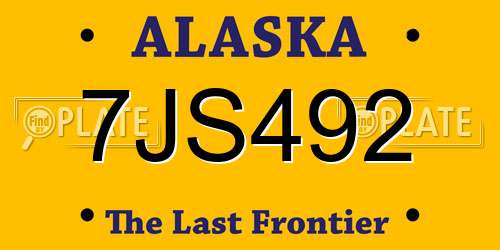 7JS492 Alaska License Plate