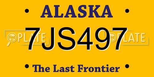7JS497 Alaska License Plate