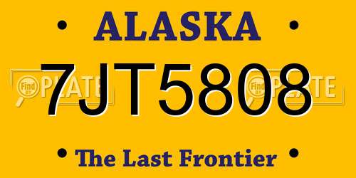 7JT5808 Alaska License Plate