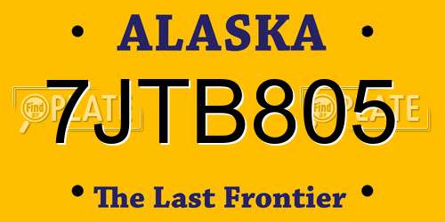 7JTB805 Alaska License Plate