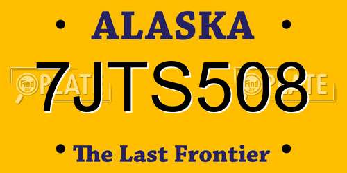 7JTS508 Alaska License Plate