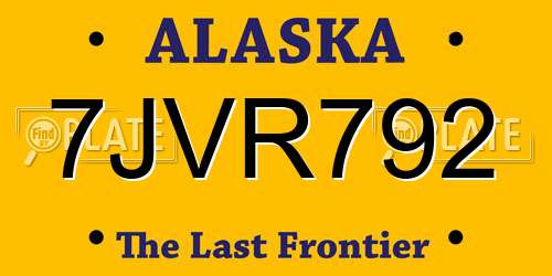 7JVR792 Alaska License Plate